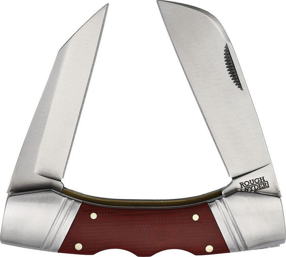 Rough Ryder Double Lockhorn Lockback Folding Knife Red Micarta Handle - RR2583