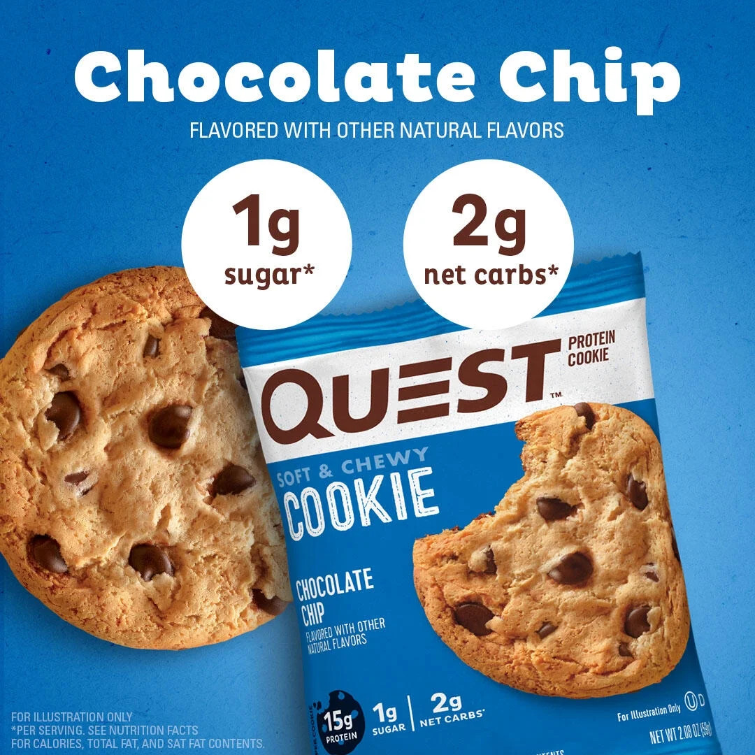 Quest Soft & Chewy Protein Cookie, High Protein, Chocolate Chip, 4 Count
