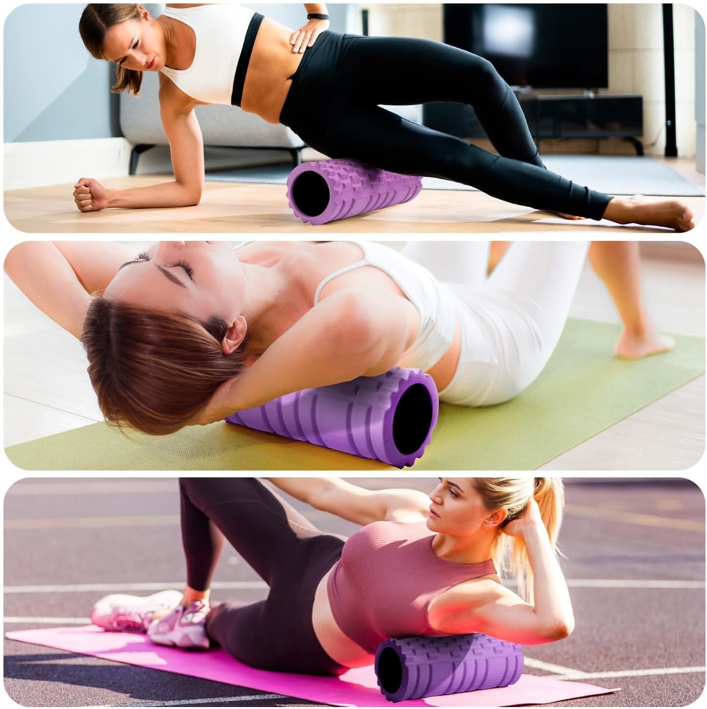 Krightlink13inchHighDensityFoamRollerPatentedMuscleMassagerBackRelaxPurple