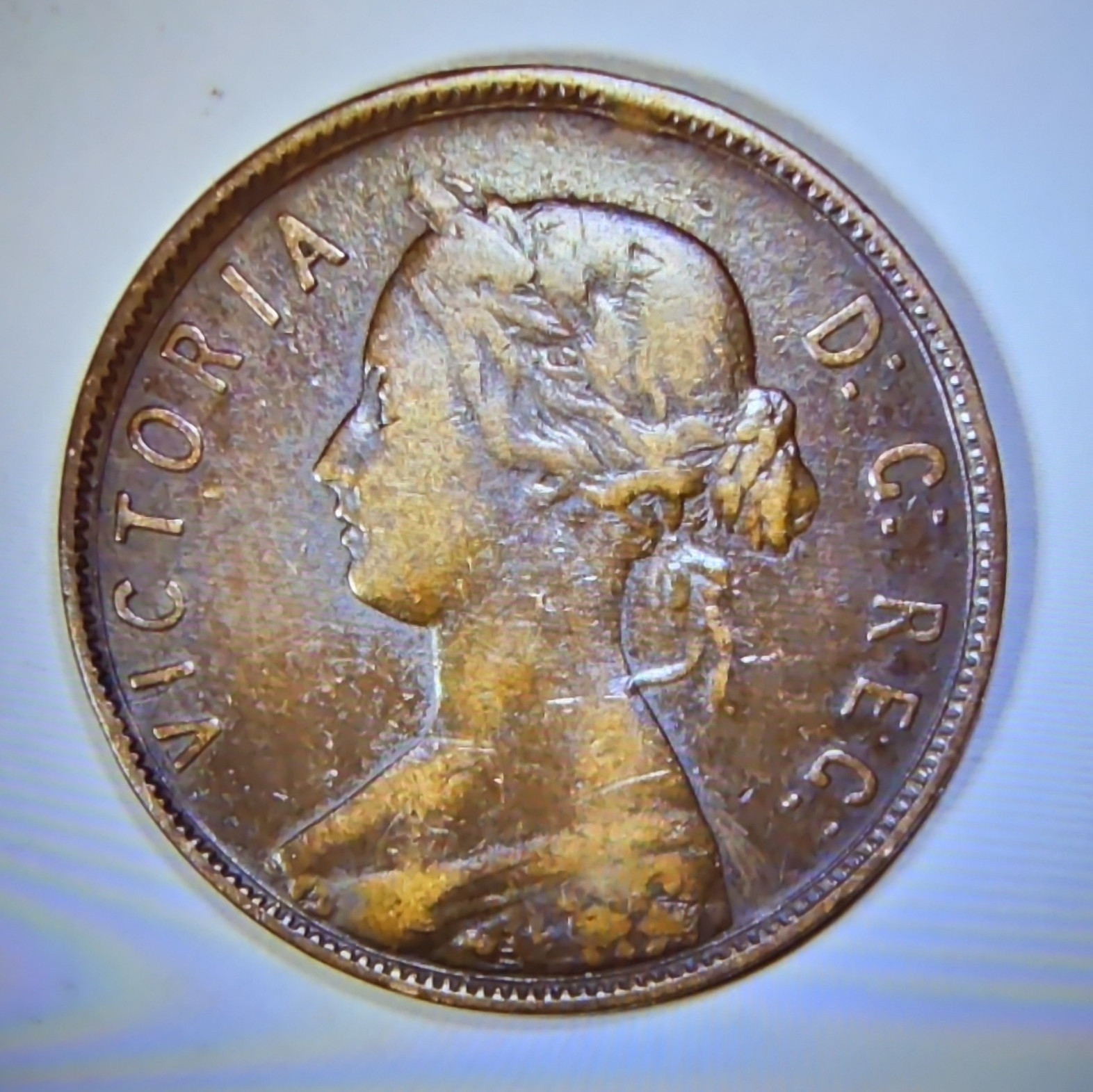 1896 Newfoundland 1C One Cent Victoria D.G. REGINA Bronze Coin KM#1 BN