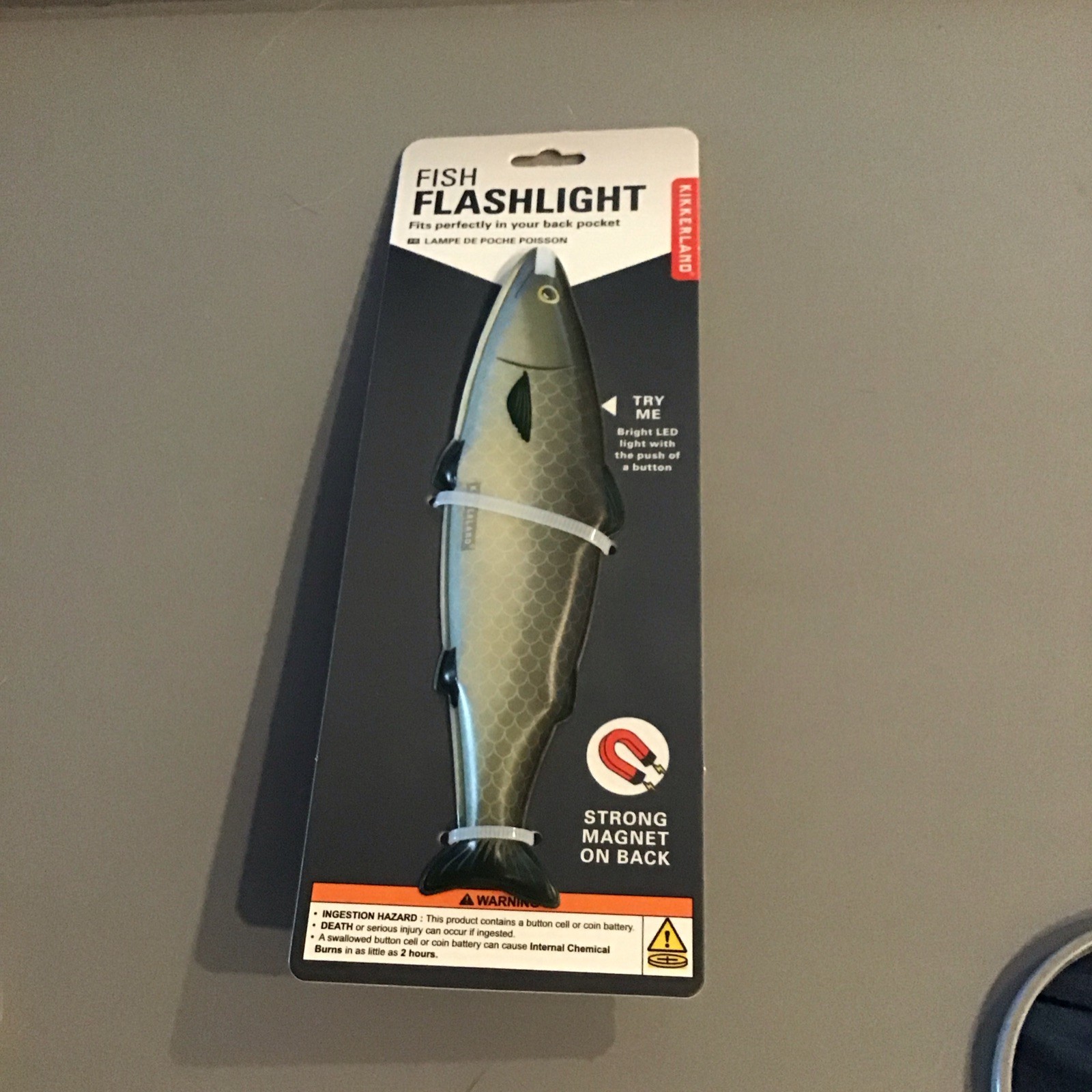 Kikkerland Fish LED Flashlight Pocket Light with Strong Magnetic Back