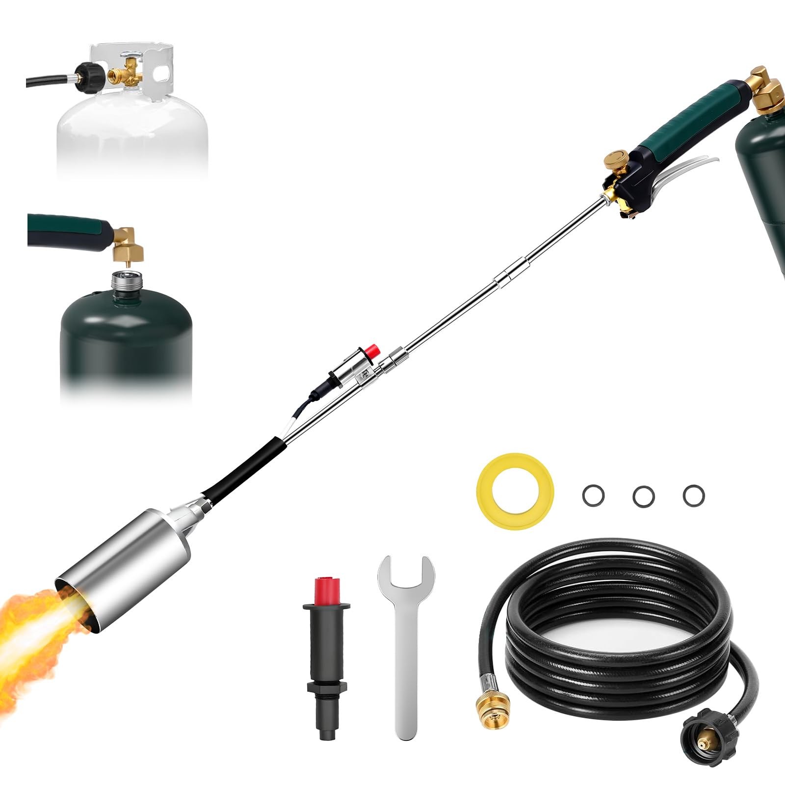 Propane Torch Weed Burner Ice Snow Melting Torch, 40 Inch Long with 10FT Hose...