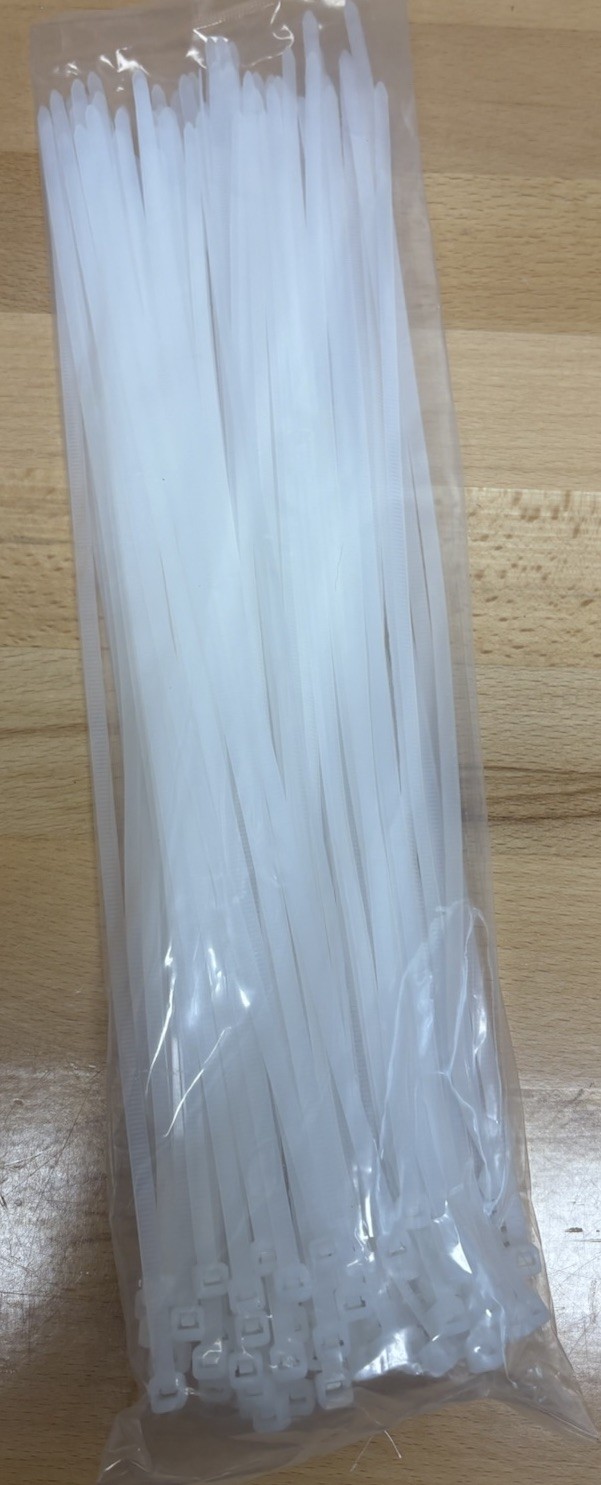 100 package Sun State Tools 14” White Cable Zip Ties.
