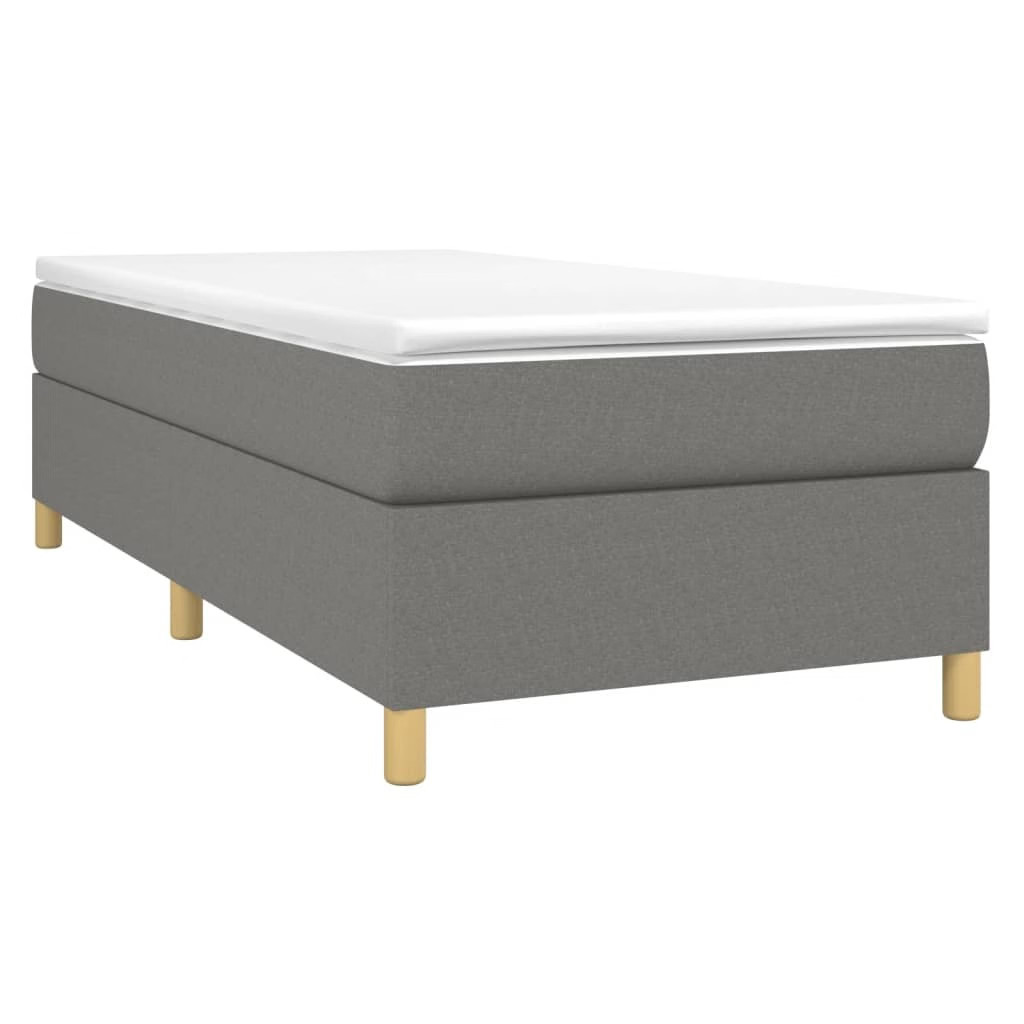 Box Spring Bed Frame Dark Gray Twin XL Fabric (US Only)