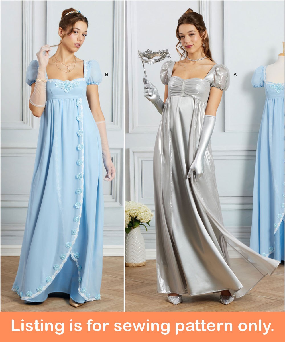 SEWING PATTERN Womens Costume Dress Gown Regency Era Jane Austen Bridgerton 3263