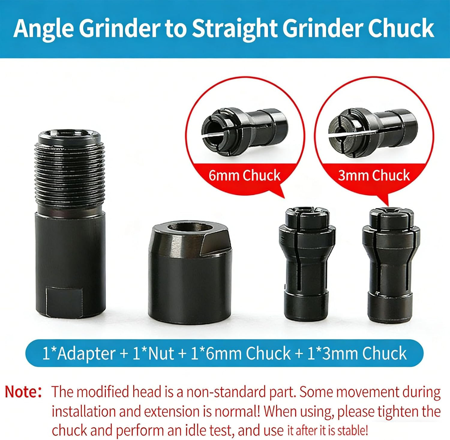 Angle Grinder Conversion Accessories Adapter Kit, Angle Grinder to Straight G...