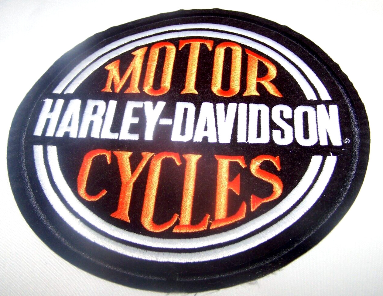 8" Vintage Harley Davidson Round Back Patch Vest Jacket Black Orange White