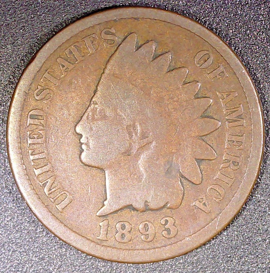 1893 Indian Head Cent Penny 1c Brown Copper Circulated Condition 133 Years Old