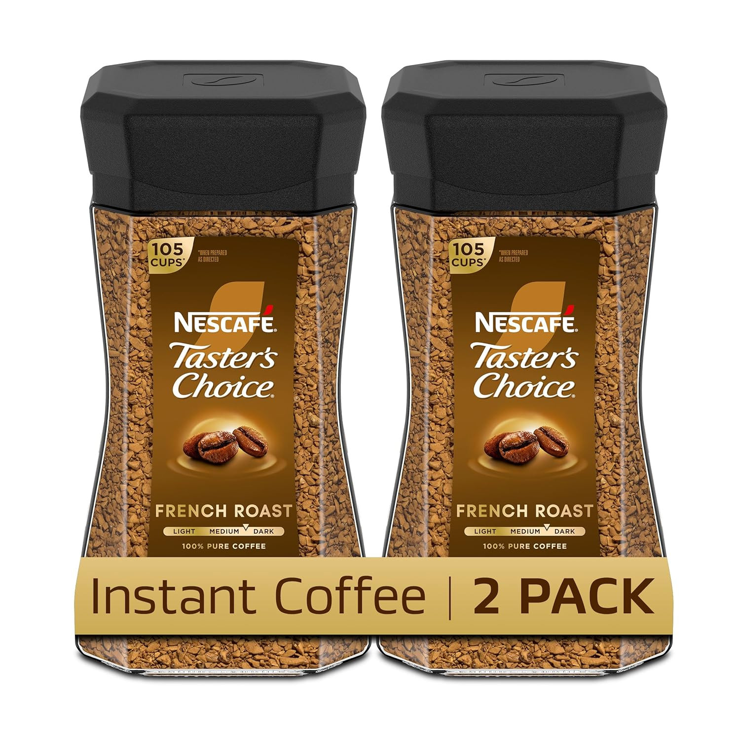 NESCAFÉ  Instant Coffee, Dark Roast Coffee, French Roast, 2 Jars (7 Oz Each)