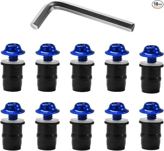 10 PCS Motorcycle Windshield Bolts Screws Kit, Aluminum Alloy Moto Colr: Blue