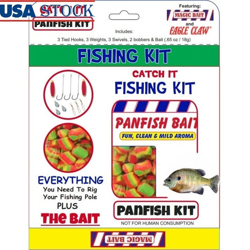 Panfish Fishing Kit 12pc Including Hooks Weights Floats Bait Snap Swivels New