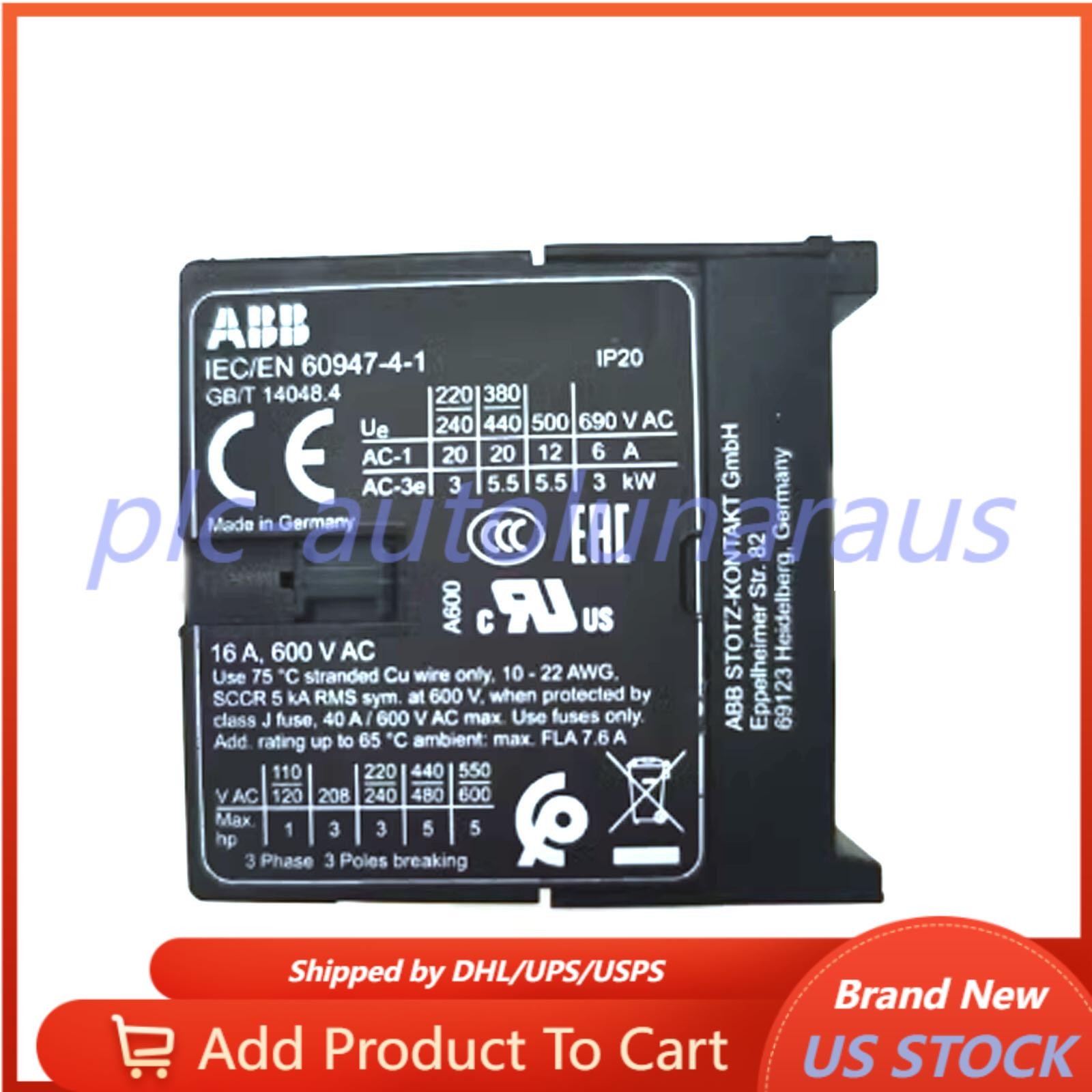 ABB IEC/EN60947-4-1 Contactor New In Box US Free TAX