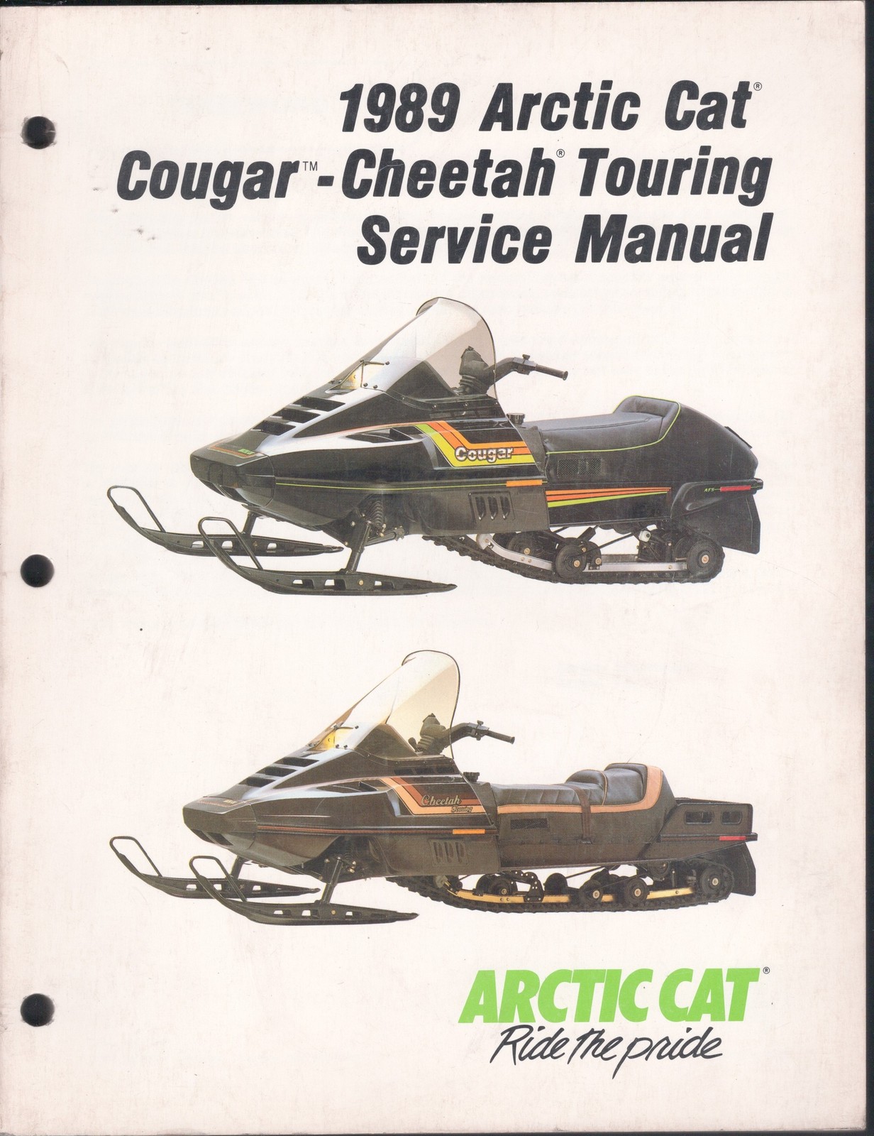 1989 Arctic Cat Cougar Cheetah Touring Snowmobile Manual Used 2254-498 MN2515