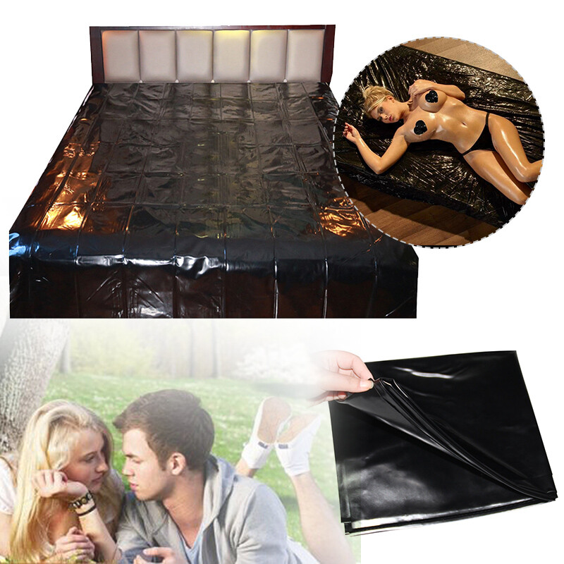 PVC Waterproof Bed Sheet Couples Adult Game Wet Sexy Black Bedding Outdoor Sheet