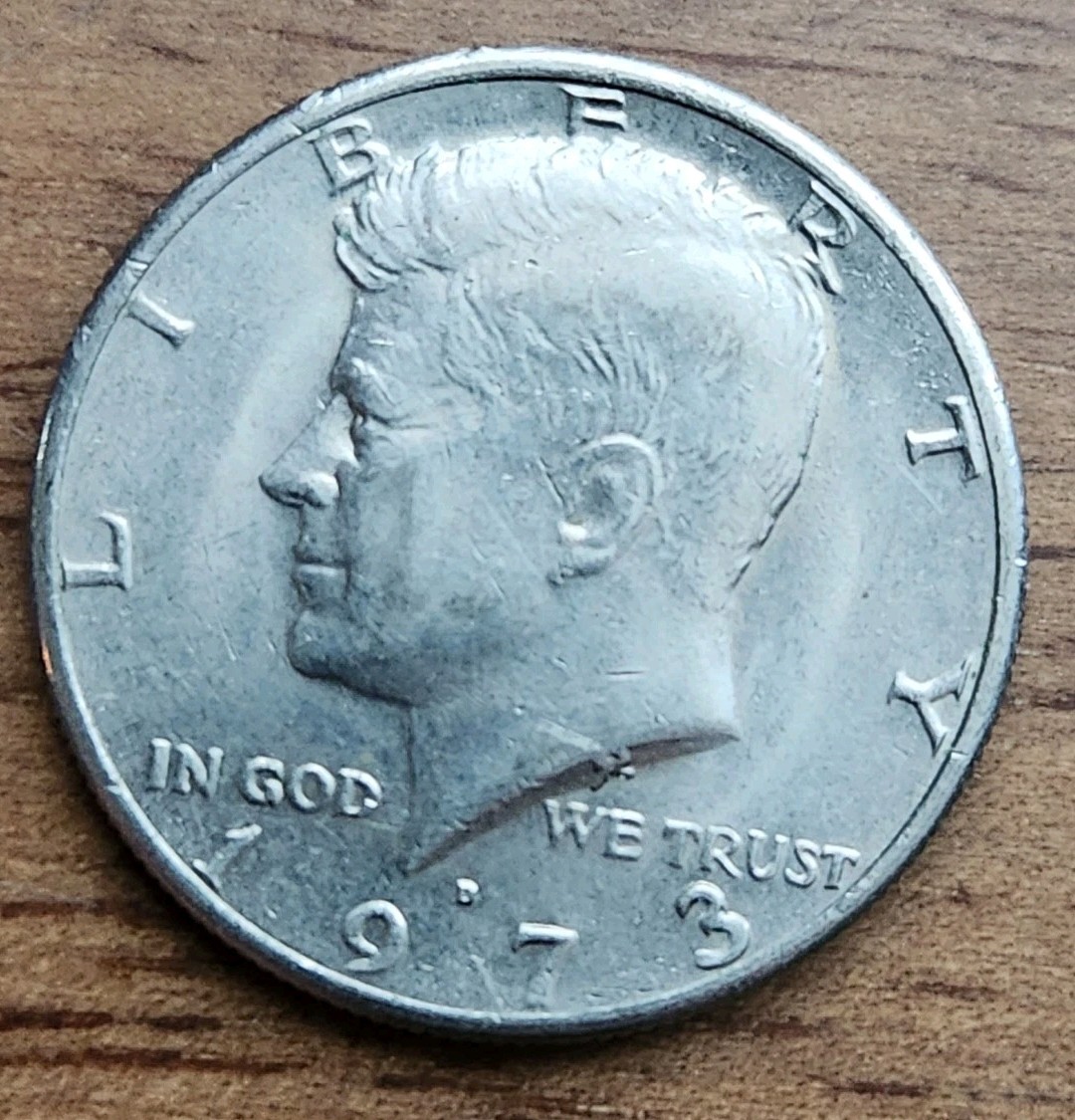 1973-D Kennedy Half Dollar, Circulated but NICE ! Actual Coin