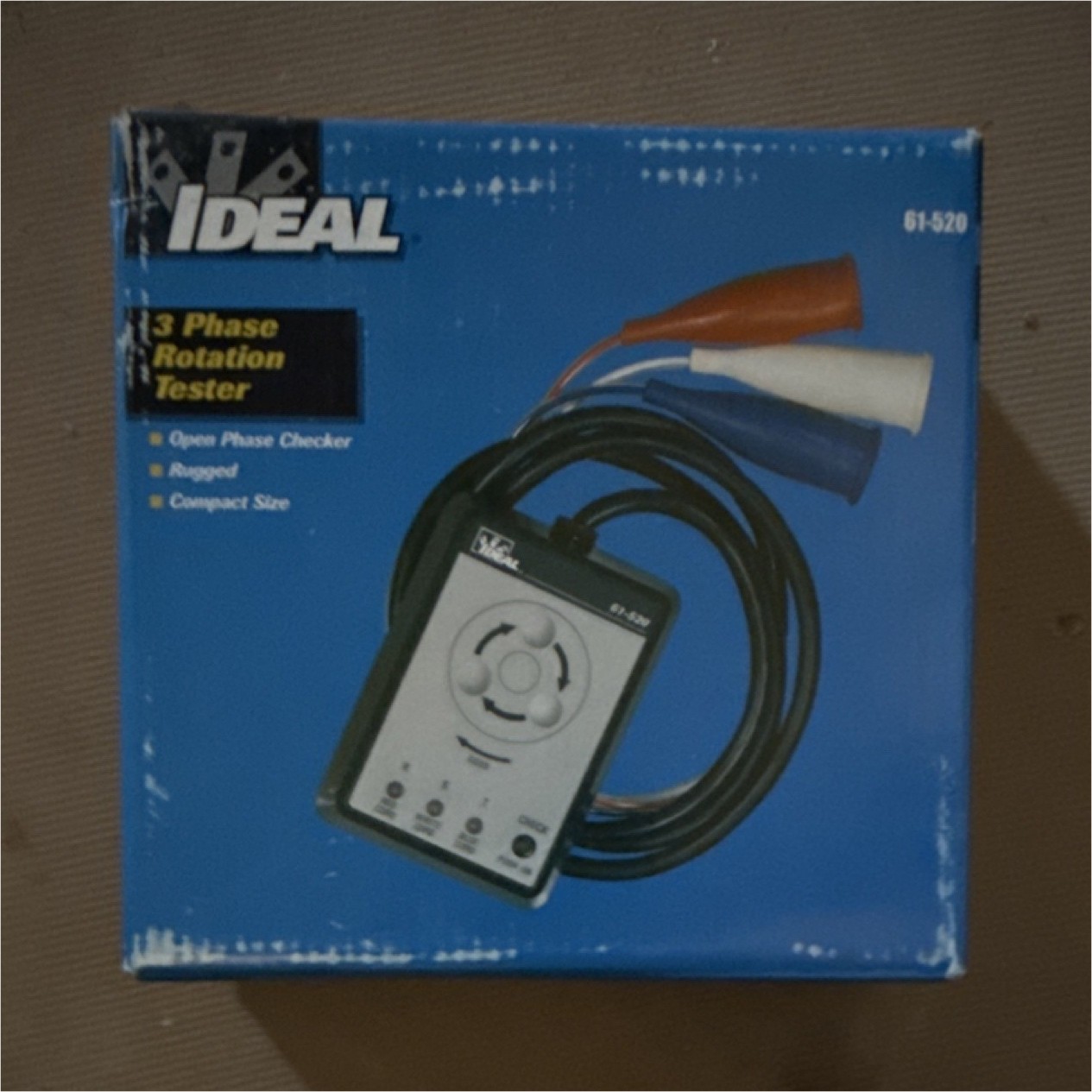 Ideal 61-520 3 Phase Rotation Tester IElectric Large Clips Rugged Compact