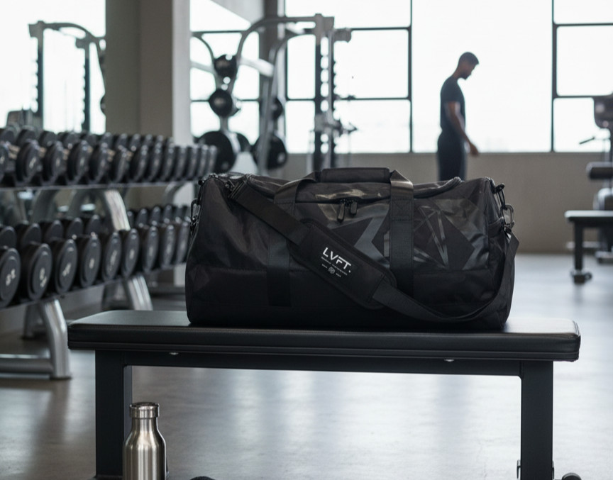 New LVFT Black Gym Duffel Bag Travel Sports Fitness Shoulder Carry Holdall