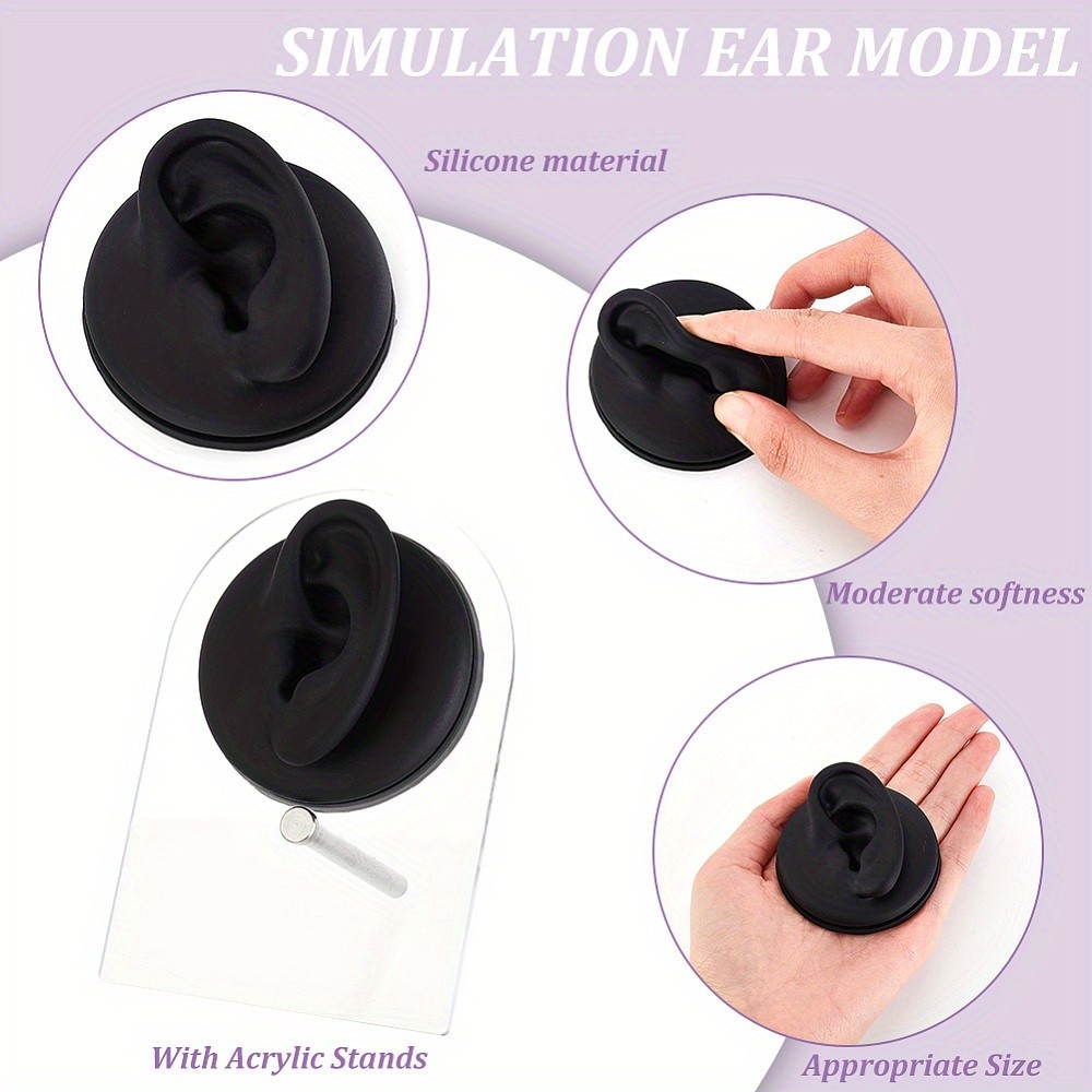 1set Black Left Ear Displays Model Silicone Ear Model Rubber Ear Silicone