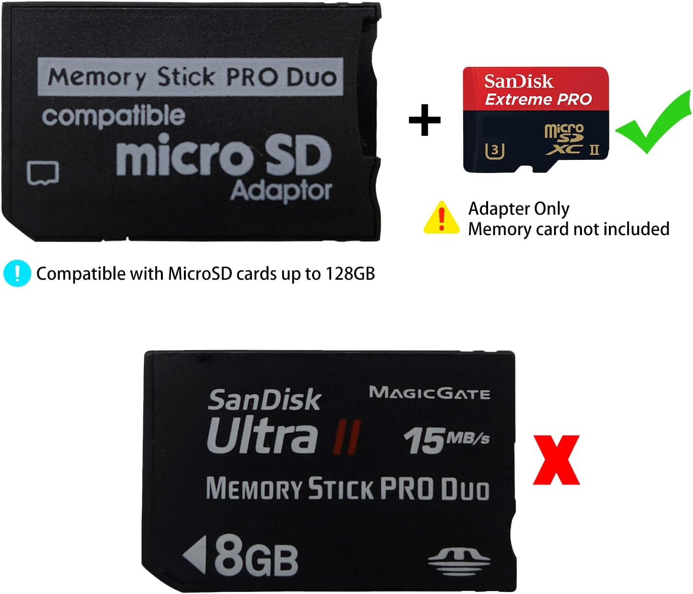 PSP Memory Stick Adapter, Micro SD to Memory Stick PRO Duo Magicgate Card for...