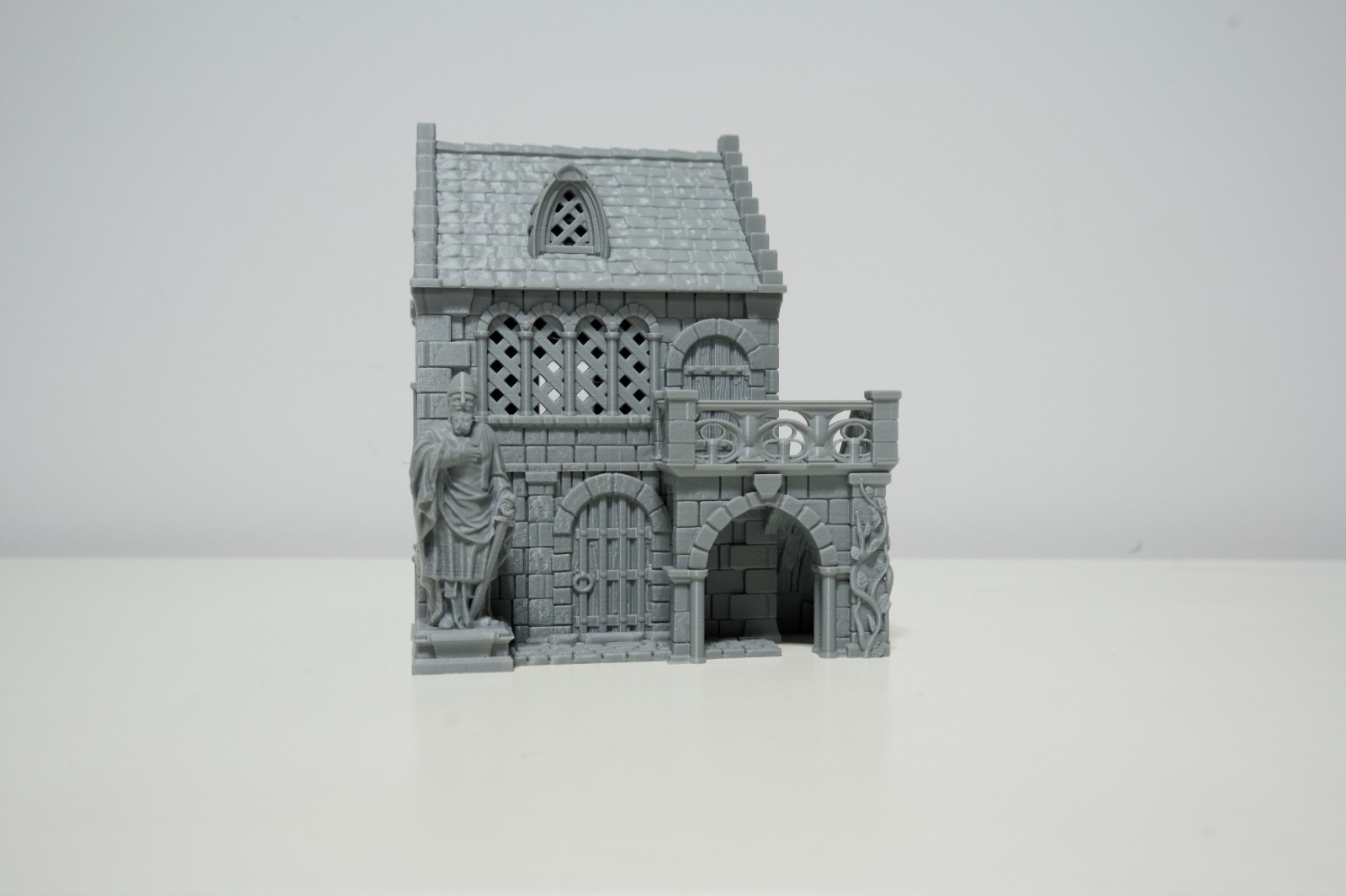 Wargaming Tabletop Stone House With Balcony - 3D Printed