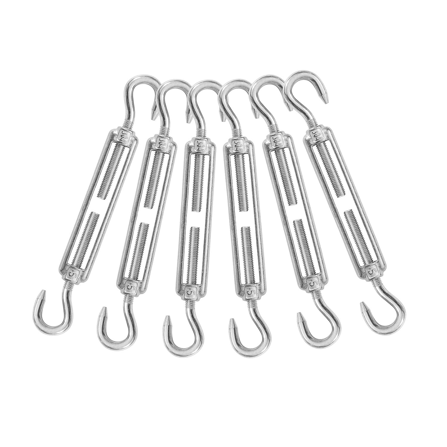 Durable M5 Hook & Hook Turnbuckle Set - Corrosion Resistant, 125lbs Capacity
