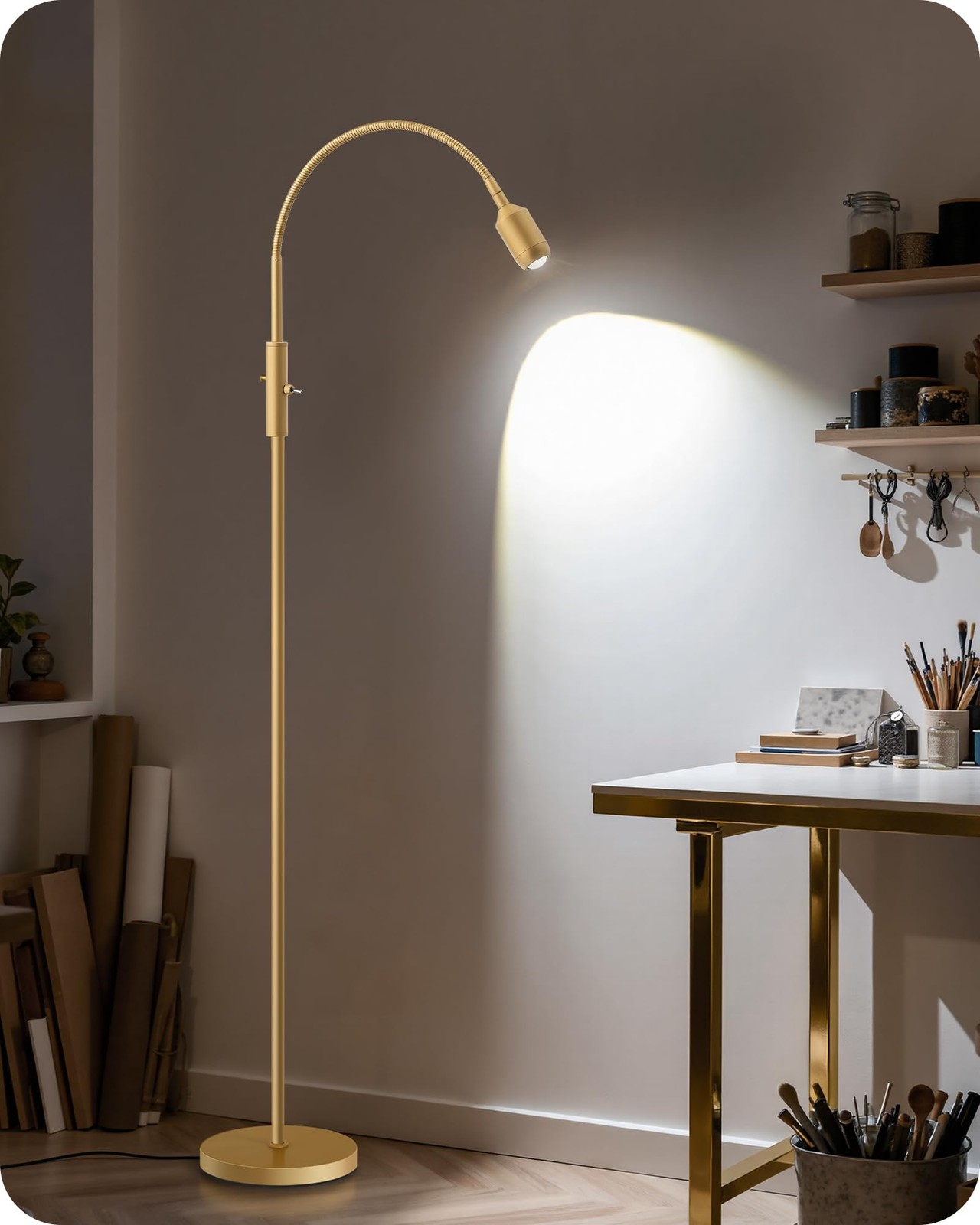GOEBLESON Reading Floor Lamp, 74.2 Tall LED Lamp with, 360° Flexible Goosenec...