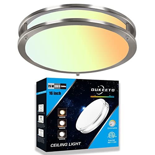LED Flush Mount Ceiling 16 inch 25W LED Dimmable Double Ring Ceiling Lights