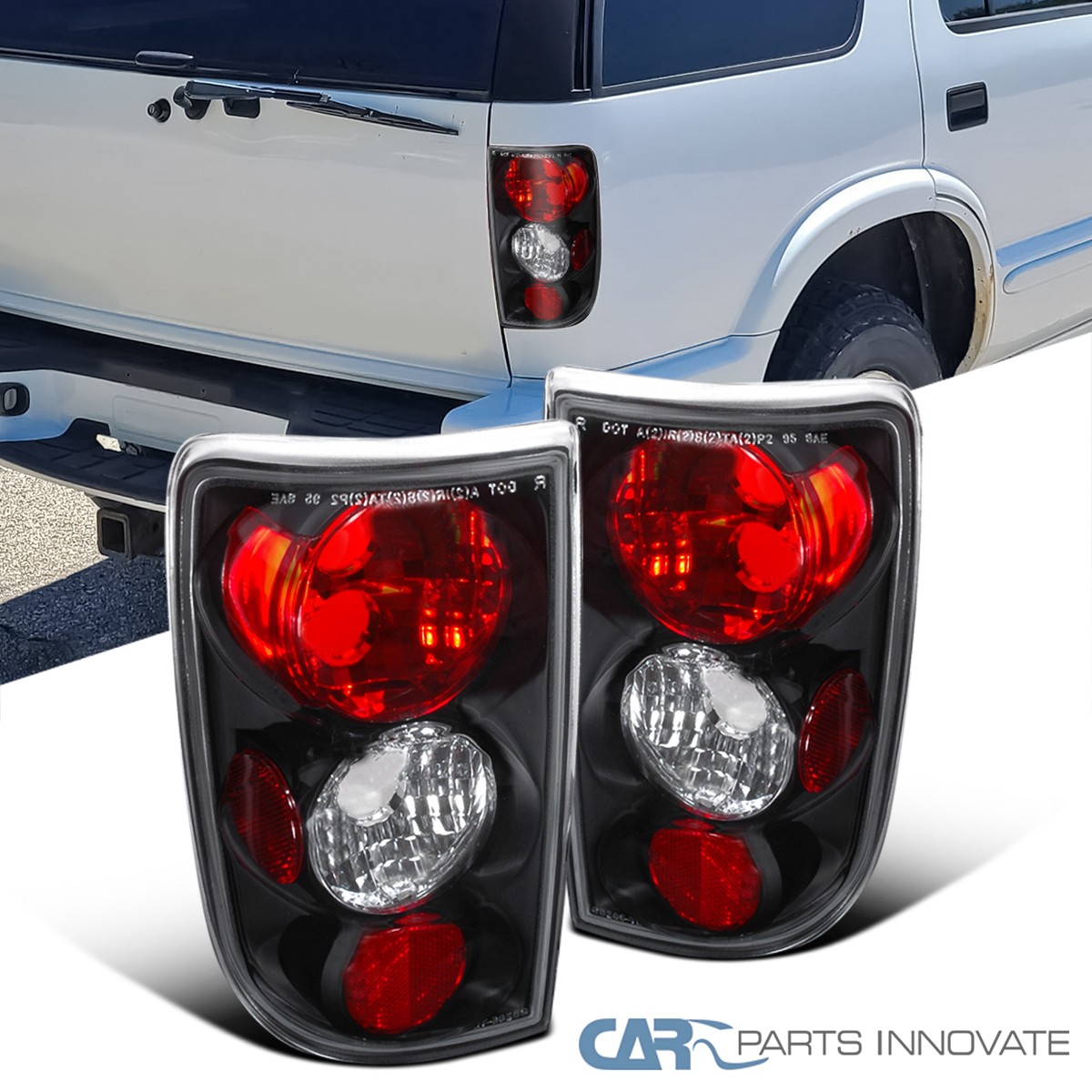 Black Fits 1995-2004 Chevy Blazer GMC Jimmy Tail Lights Brake Lamps Left+Right