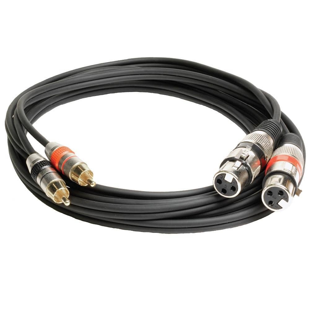 10 Foot Dual XLR Female to Dual RCA Male Patch Cable Audio Adapter