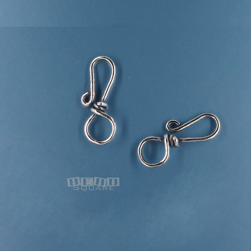 2 Oxidized Solid Sterling Silver Fish Hook Clasp Connectors 20mm (3/4") #44001