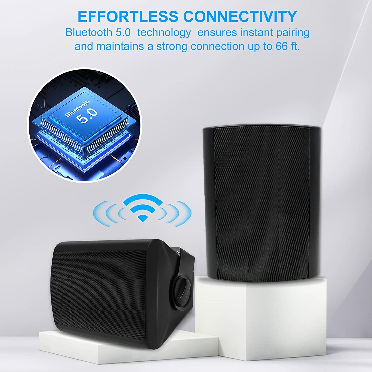 2Pair 5.25" Bluetooth Speakers Wireless Patio Waterproof Wired Wall Mount System