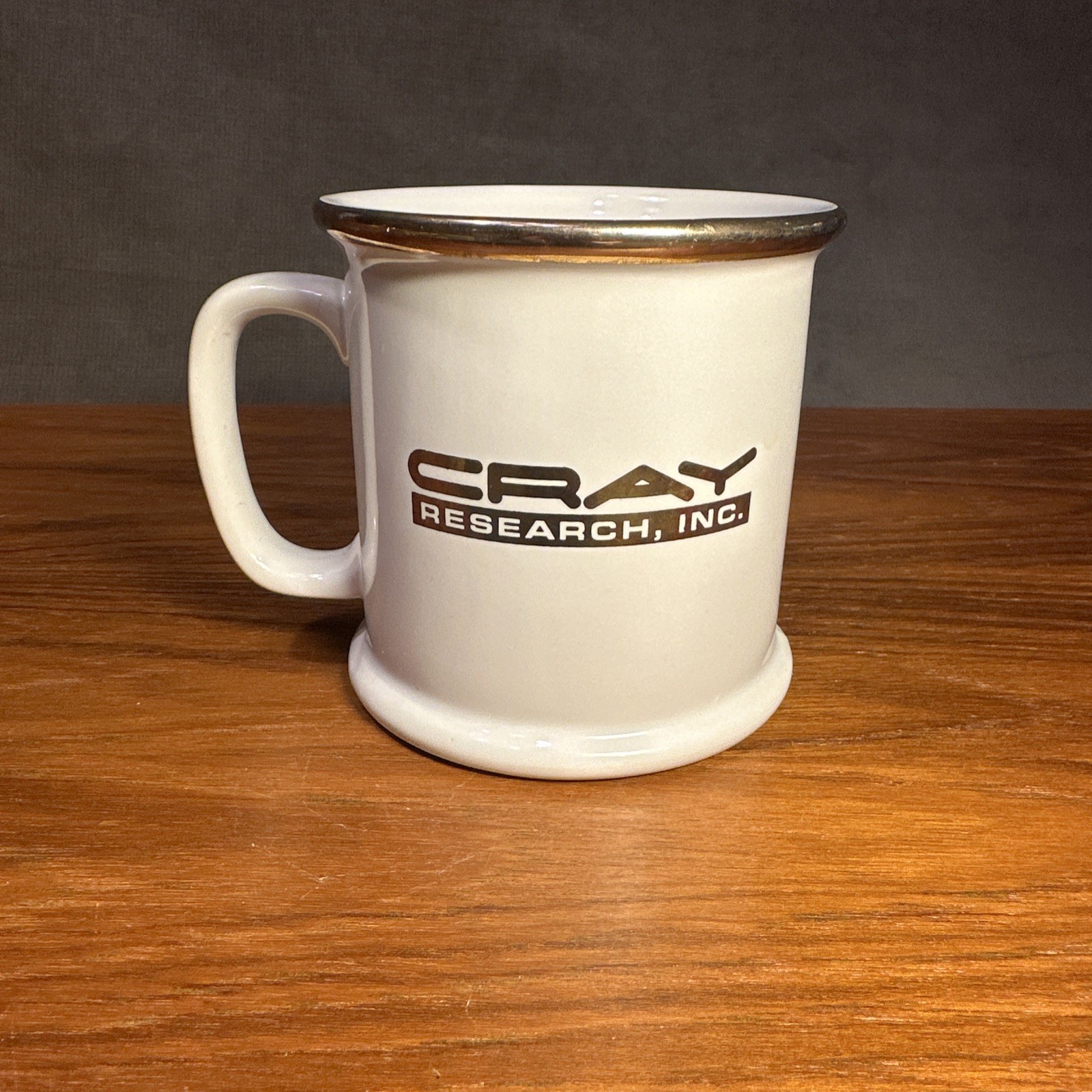 Cray Research, Inc. Coffee Mug White with gold trim Vintage
