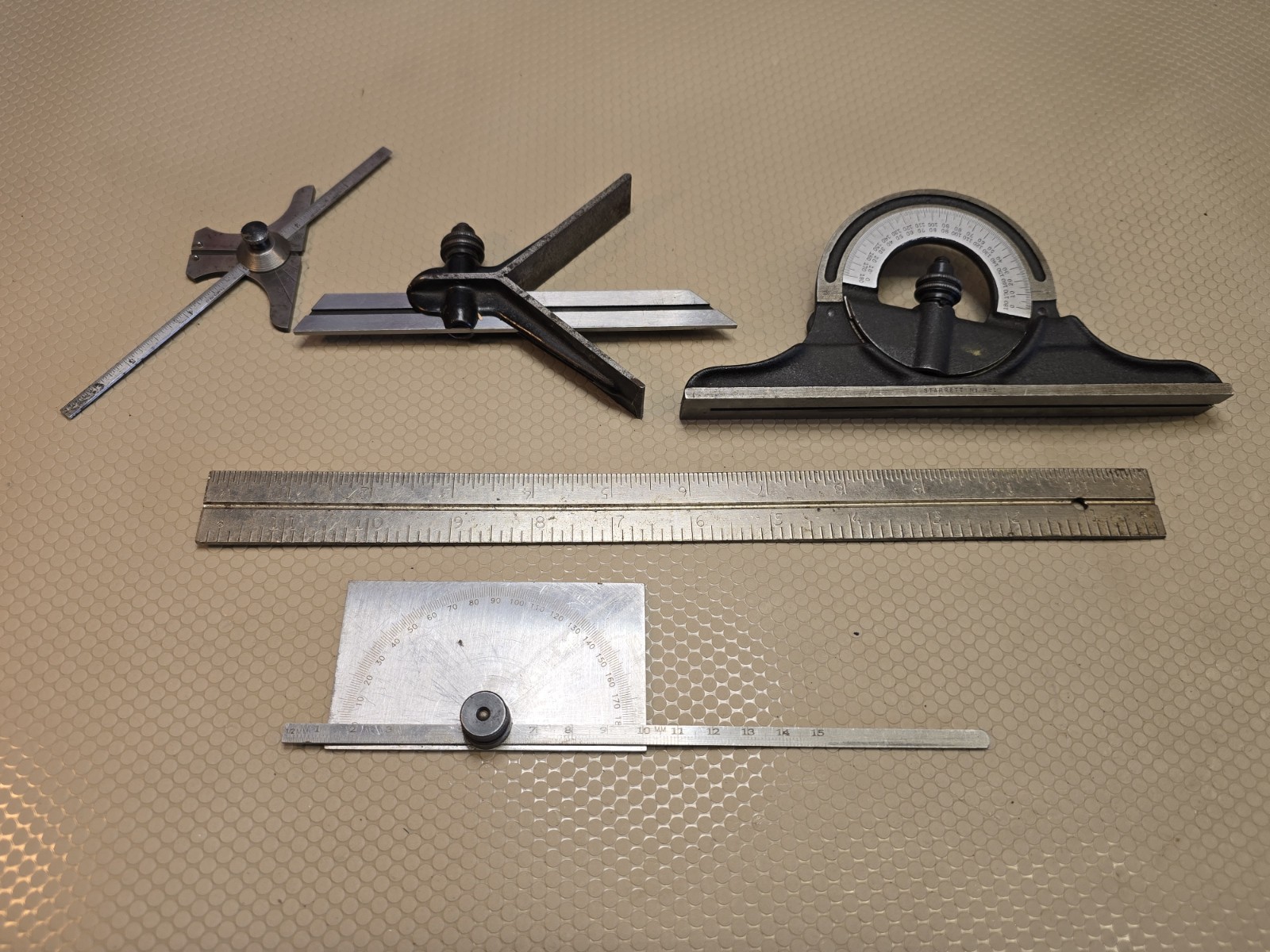 Starrett Combination Square w/No. 491 Protractor/Center Head/No. 4 12" Rule  263