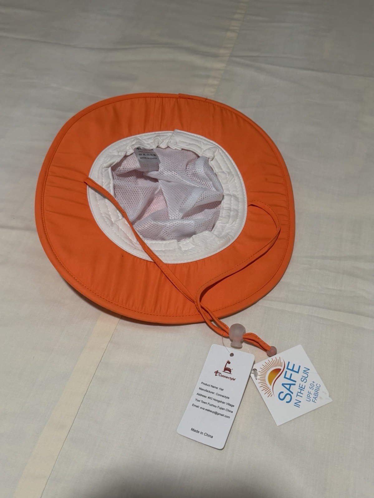 Connectyle Orange Wide Brim Sun Hat UPF 50+ Adjustable Mesh Vent Bucket Hat NWT