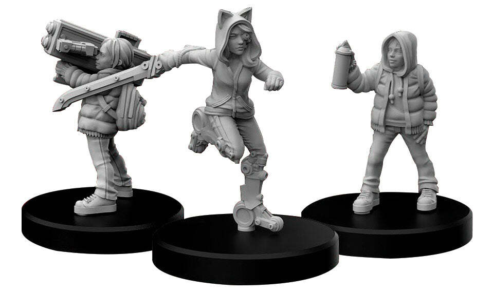 Generation Red B miniatures - Rocket, Blades, Rattle Can (Cyberpunk Red)