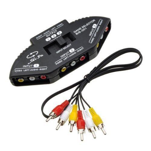 3-Way Audio Video AV RCA Switch Switcher Selector Box Splitter for XBOX DVD PS3
