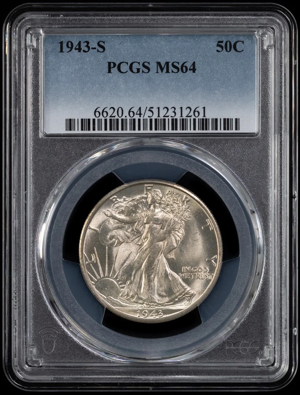 1943 S Walking Liberty Half PCGS MS-64