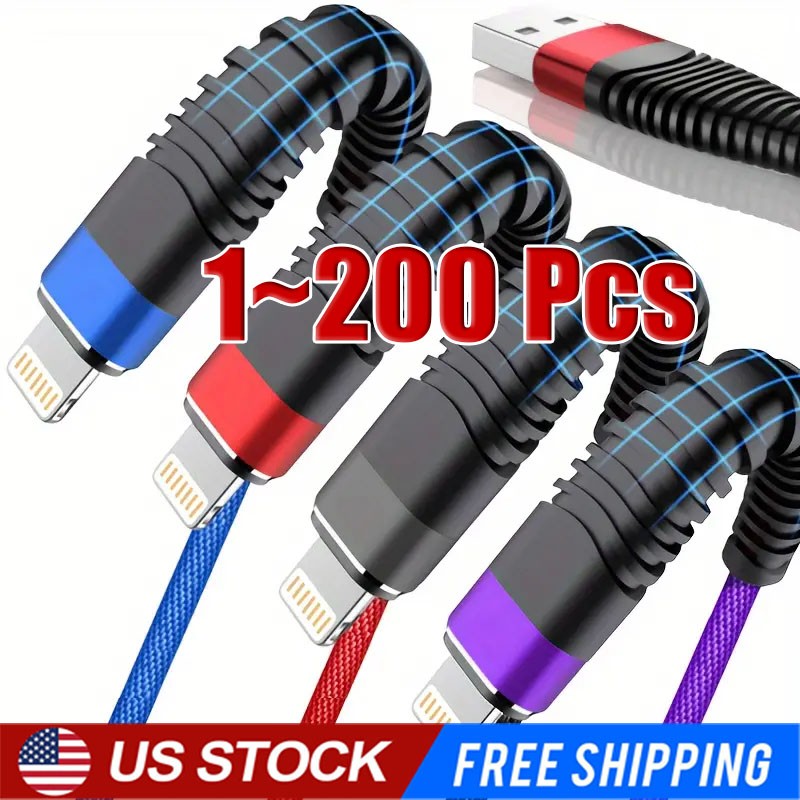 Braided Fast Charger Cable Heavy Duty USB lot Cord Fit iPhone 14 13 12 11 X XR 8