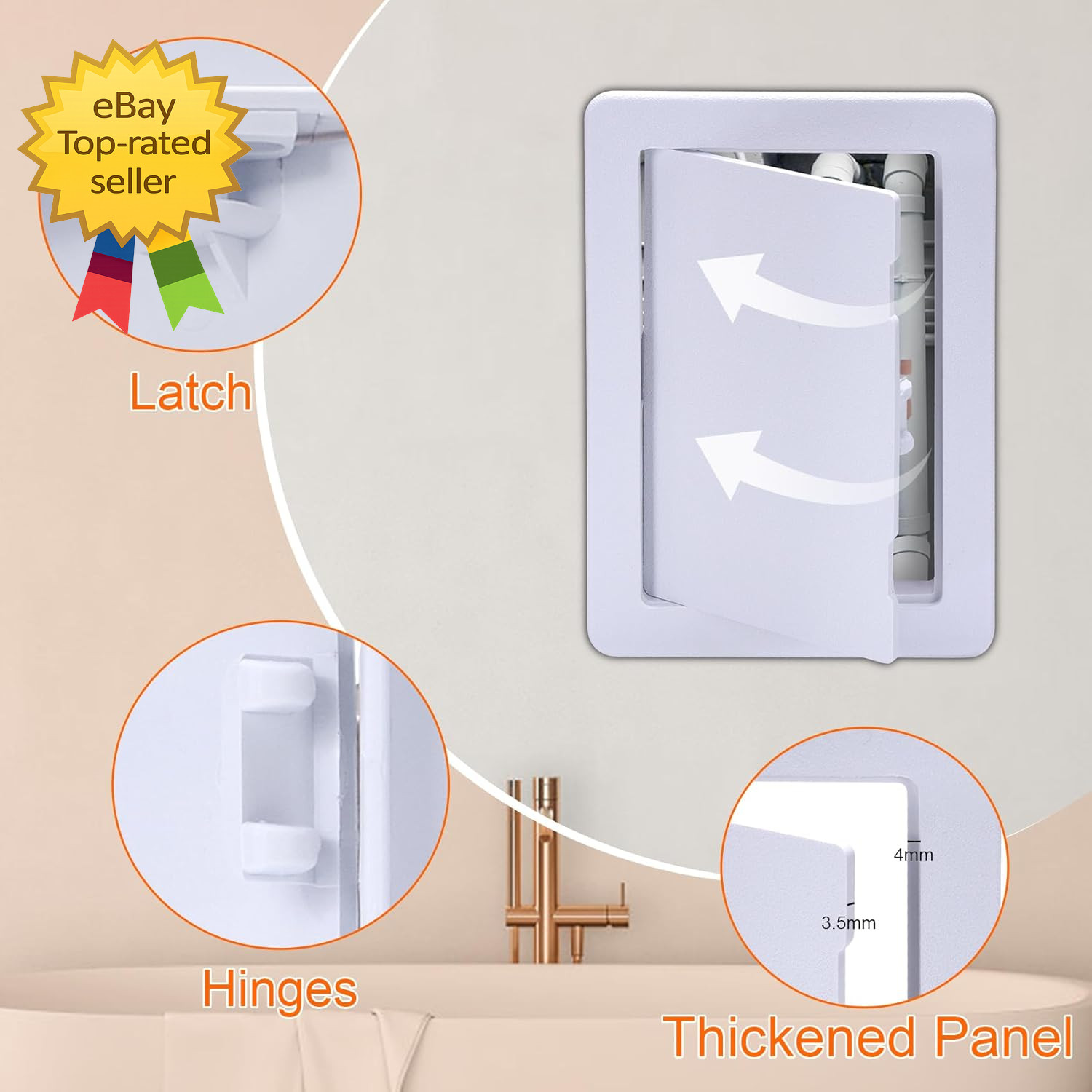 Plastic Access Panel 4 X 6 Inch Hinged Wall Door for Drywall Ceiling White