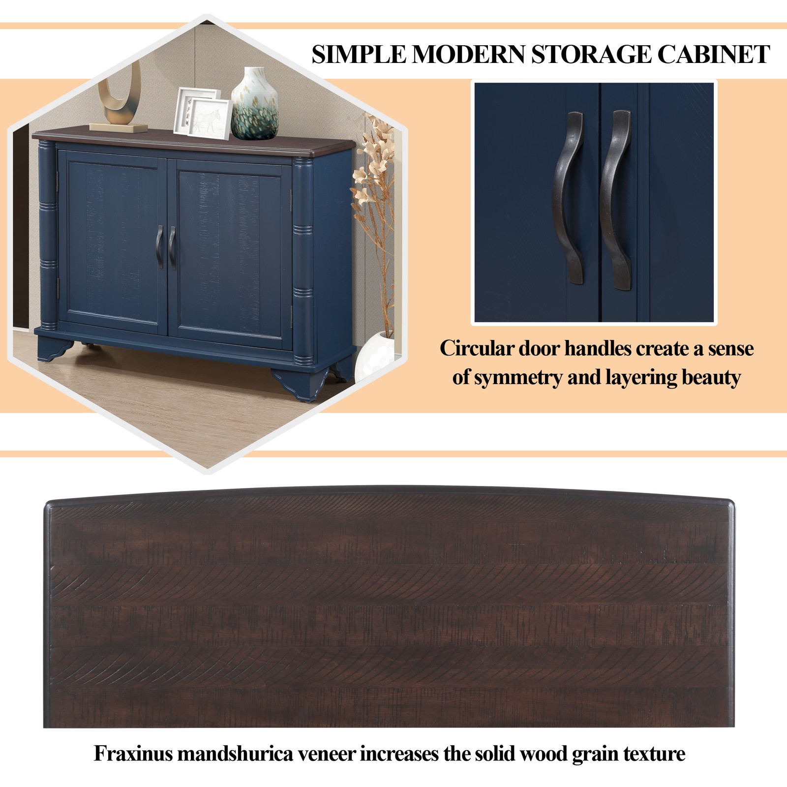 40" Console Table with Storage Shelf, Retro Entryway Table with Adjustable Sto