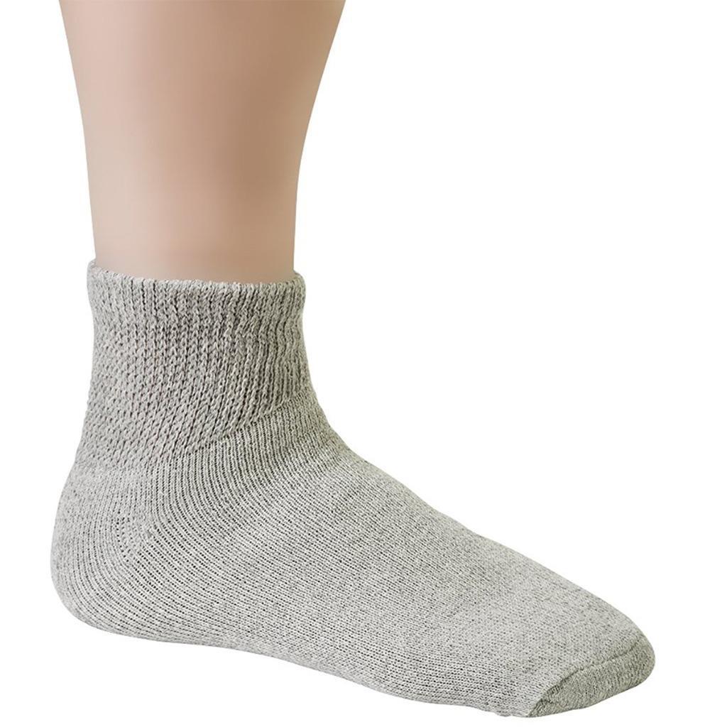 12 Pair Gray Men Cotton Circulatory Loose Fit Quarter Ankle Diabetic Socks 10-13