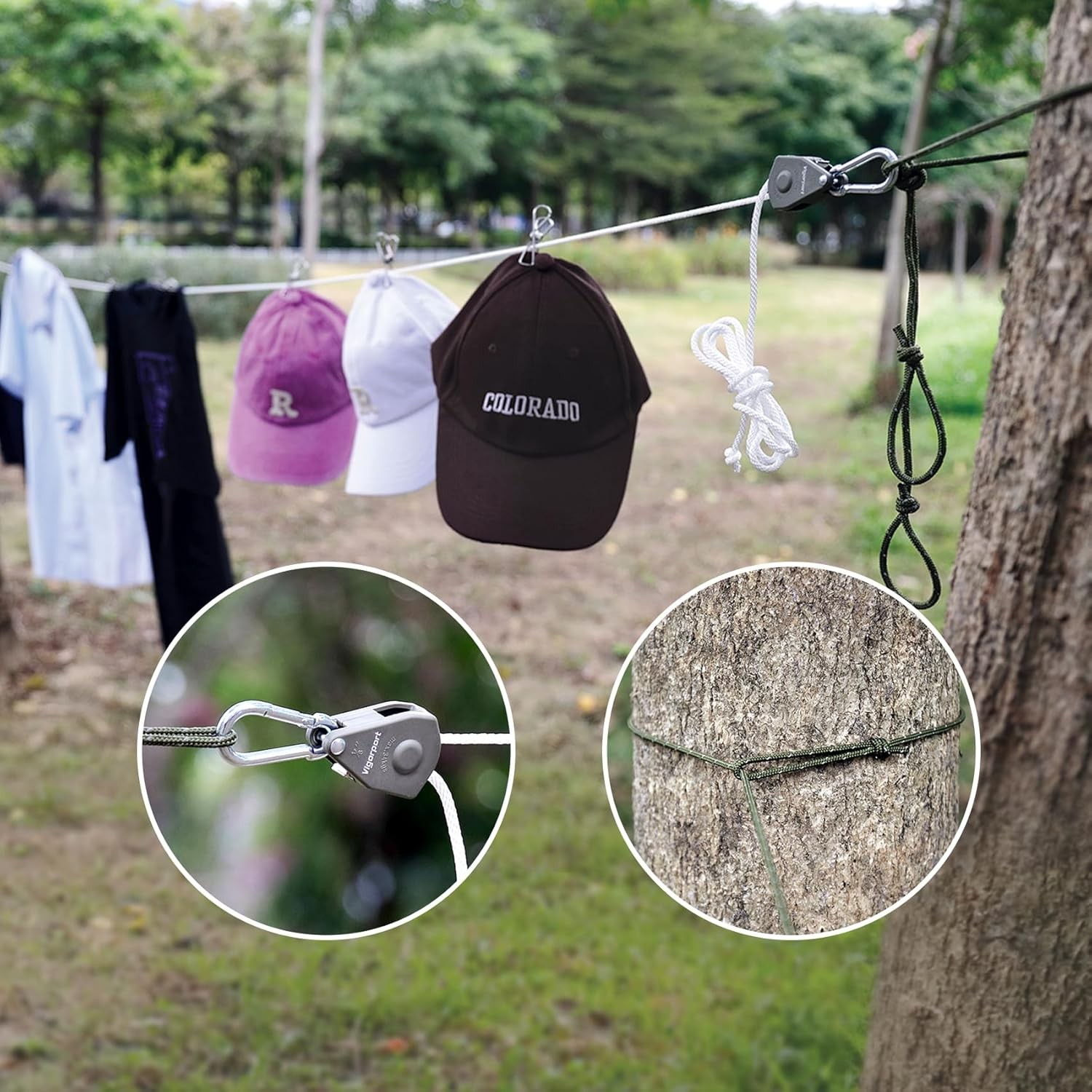 Retractable Travel Clothesline, Portable Clothes Line Heavy Duty Rope Pully S...