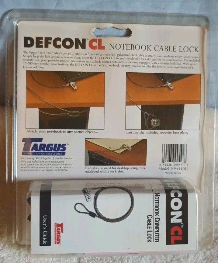 Targus Defcon CL Notebook Laptop PC Desktop Combo Cable Lock Security PA410U New
