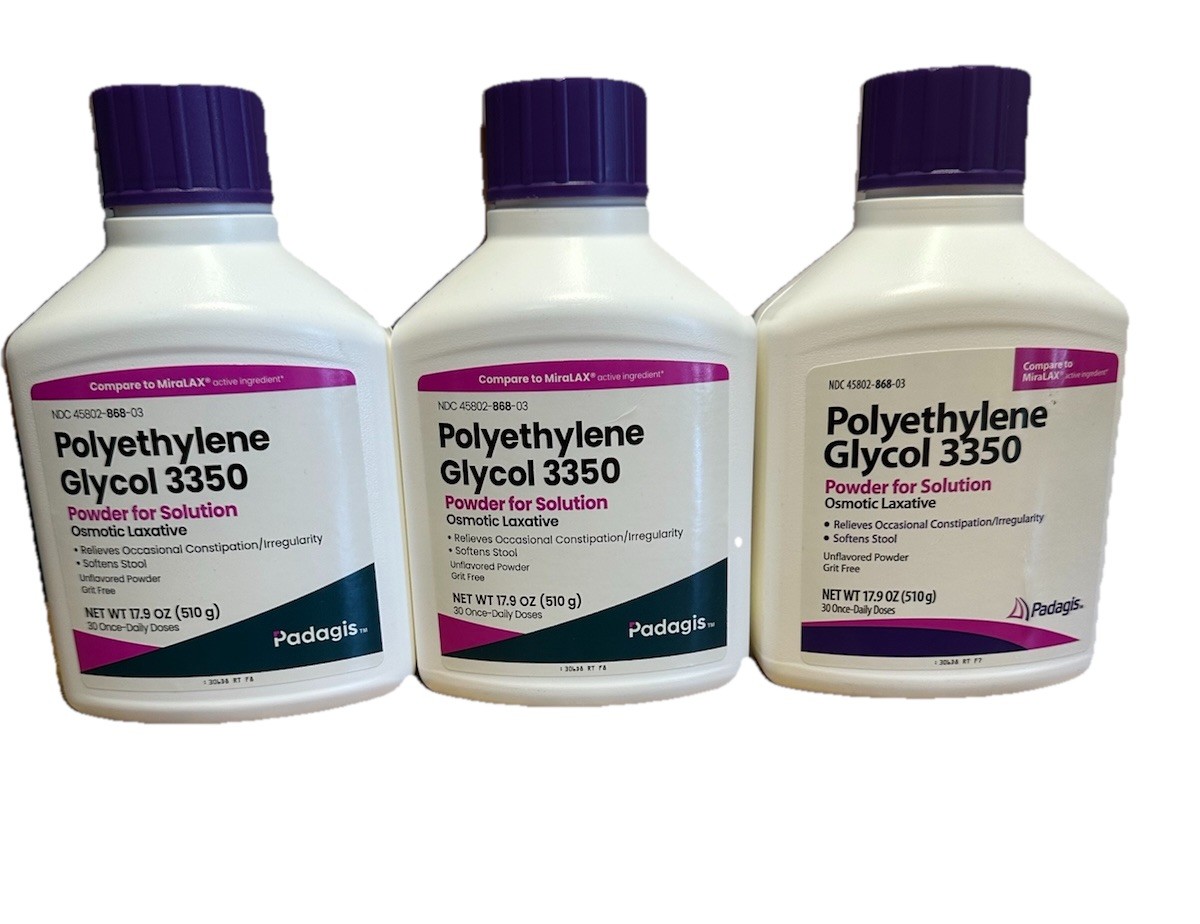 3 Polyethylene Glycol 3350 Powder 17.9 oz Osmotic Laxative Compare To MiraLAX