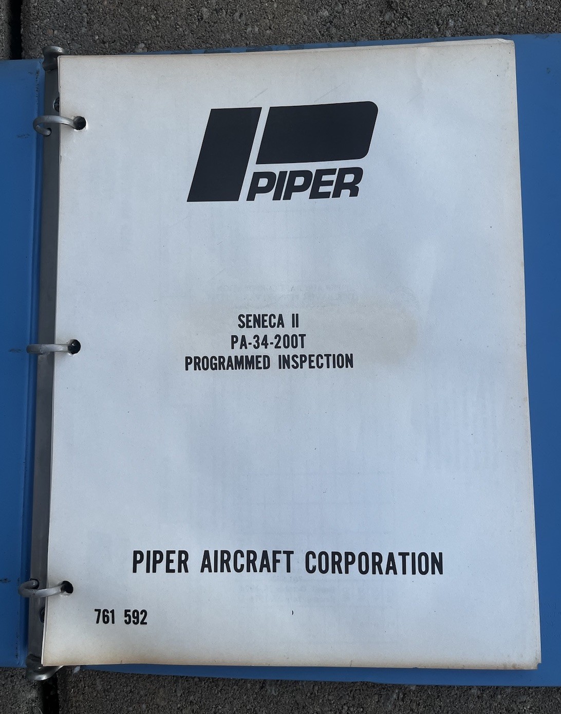 Piper Seneca II PA-34-200T Programmed Inspection 761-592  Original