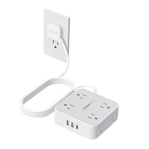 Surge Protector Power Strip with 900J Surge 10 feet Grey with 1 USB C