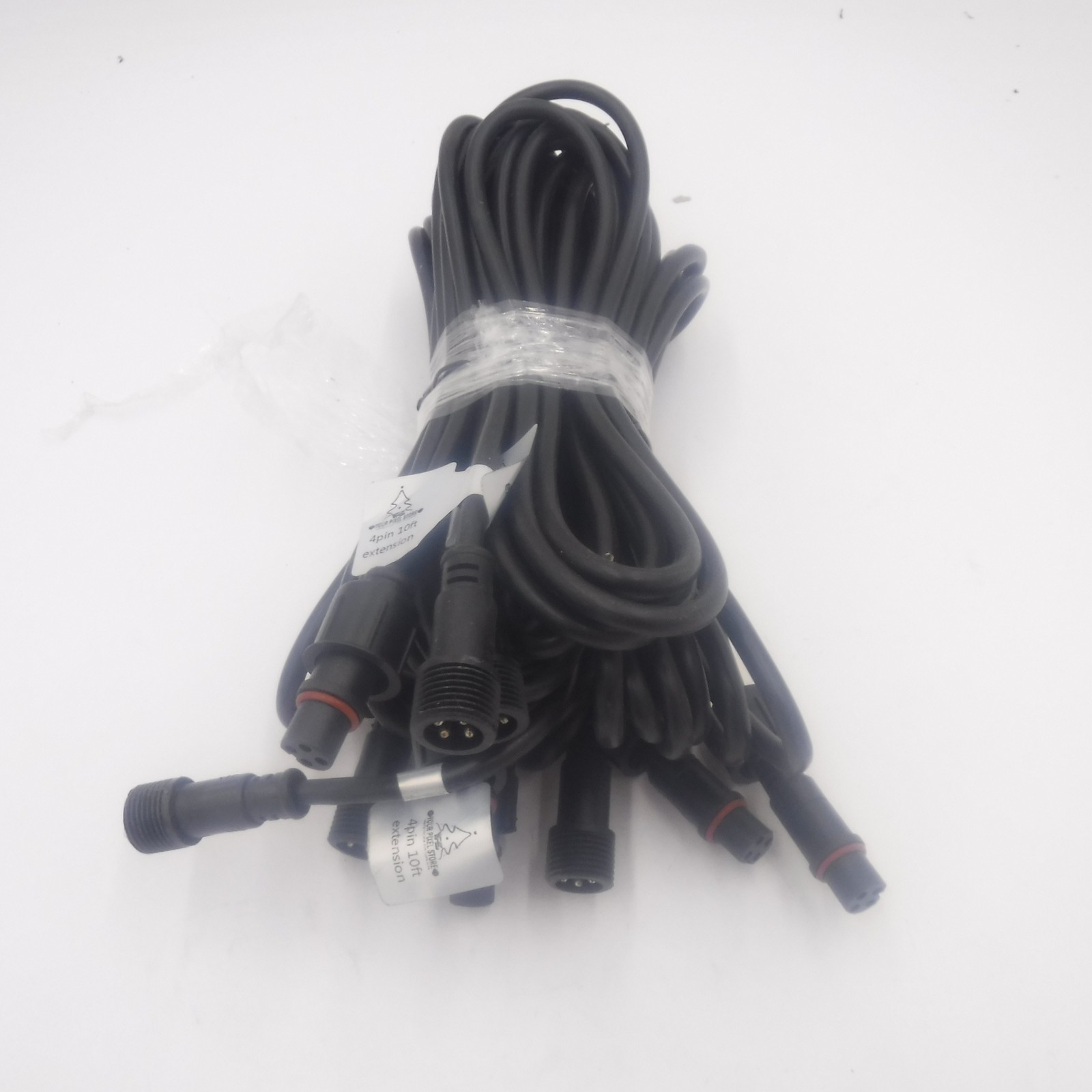 5 Pack 10' Each xConnect 4 Pin Round Wire Extension Cables For Lights