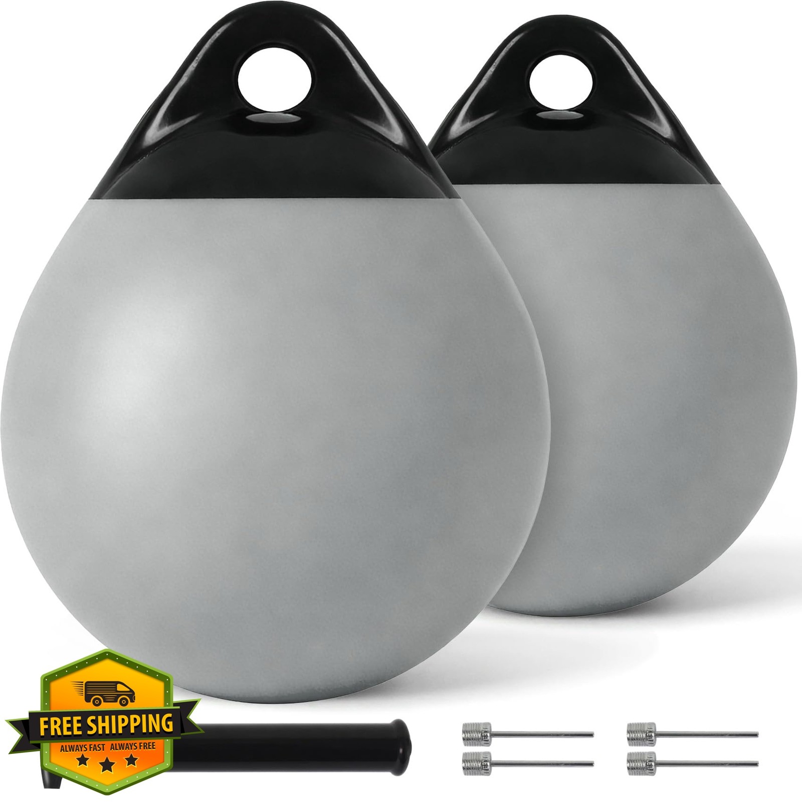 SHENGHUOH 12 Inch Gray Mooring Buoy 2 Pack