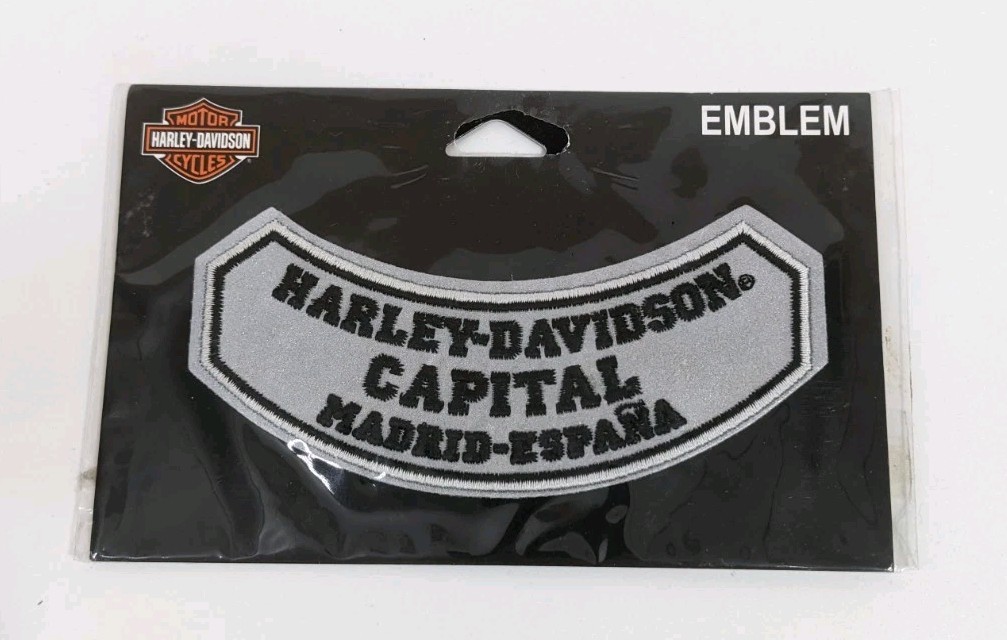 HARLEY DAVIDSON ROCKER EMBLEM PATCH "HARLEY DAVIDSON CAPITOL MADRID-ESPAÑA" NIP