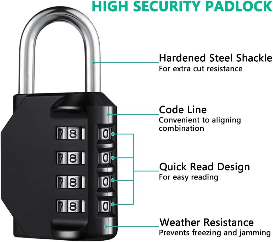Combination Lock Resettable 4 Digit Padlock with Combination, AIHYTU Waterproof